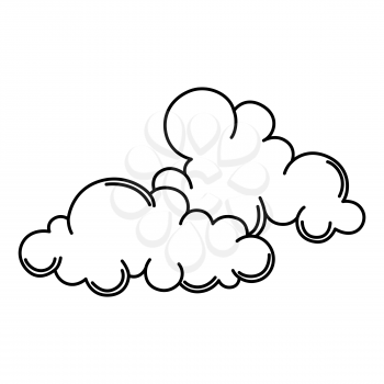 Silized clouds. Decorative tattoo art. Isolated vector illustration. Black and white simbol.
