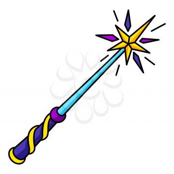 Magic wand. Mystic, alchemy, spirituality, tattoo art. Isolated vector illustration Esoteric symbol in cartoon style.