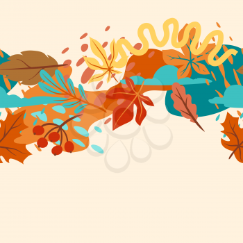 Seamless floral pattern with autumn foliage. Background of falling abstract leaves.