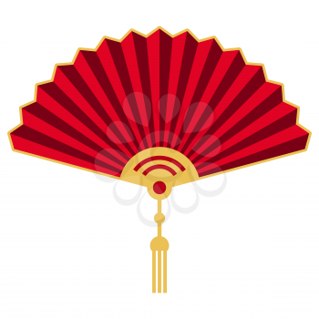 Illustration of red fan. Decorative oriental symbol for design of cards and invitations. Asian tradition element.