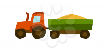 Illustration of tractor harvester. Agricultural industrial harvesting transport.