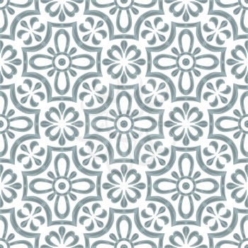 Portuguese azulejo ceramic tile seamless pattern. Mediterranean traditional ornament. Italian pottery or spanish majolica. Baroque damask background with vintage scroll leaves.