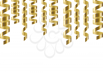 Merry Christmas background with gold serpentine. Happy New Year celebration. Holiday gradient mesh illustration.