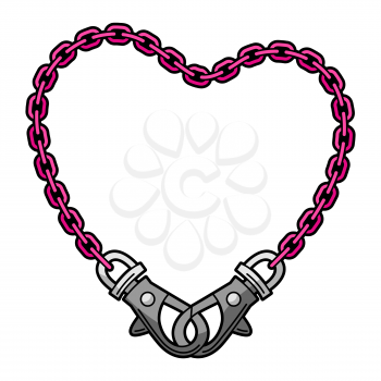 Illustration of chain with clasp. Teenage creative image accessory. Youth subculture symbol in cartoon style.