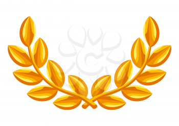 Gold laurel wreath icon. Illustration of award for sports or corporate competitions.