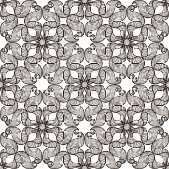 Ceramic tile seamless pattern with wave line curls. Mediterranean porcelain pottery. Monochrome stripes texture.