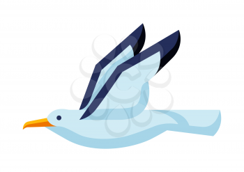 Illustration of stylized seagull. Image of wild bird in simple style. Vector icon.