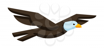 Illustration of stylized eagle. Image of wild bird in simple style. Vector icon.