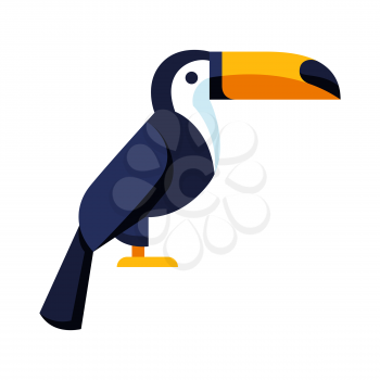 Illustration of stylized toucan. Image of wild bird in simple style. Vector icon.