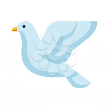 Illustration of stylized dove. Image of wild bird in simple style. Vector icon.