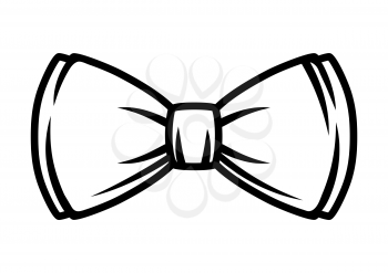Illustration of bow tie. Black and white stylized picture. Icon for design and decoration.