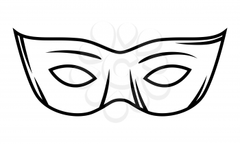 Illustration of carnival mask. Black and white stylized picture. Icon for design and decoration.