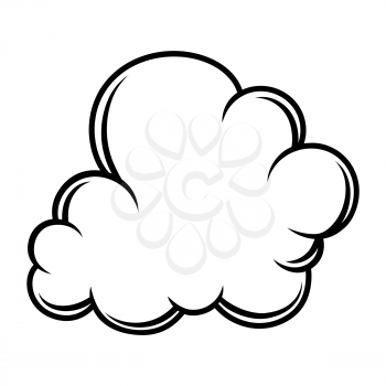 Illustration of cloud or smoke. Black and white stylized picture. Icon for design and decoration.