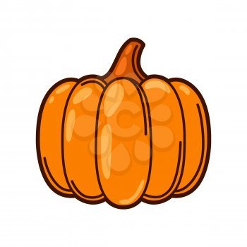 Illustration of fresh ripe pumpkin. Autumn harvest of vegetables. Food item for farms, markets and shops. Icon or promotional image.