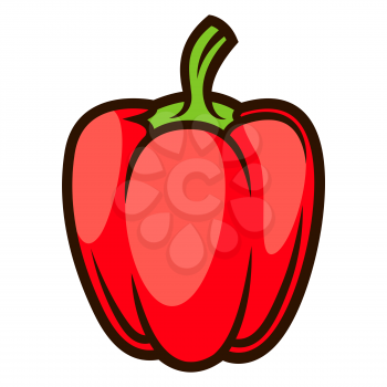 Illustration of fresh ripe pepper. Autumn harvest of vegetables. Food item for farms, markets and shops. Icon or promotional image.