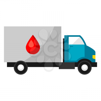 Illustration of mobile blood transfusion station. Object for medicine and health. Medical symbol in style.