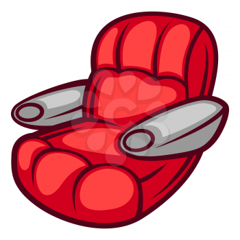 Illustration of cinema chair in cartoon style. Cute funny object. Symbol in comic style.