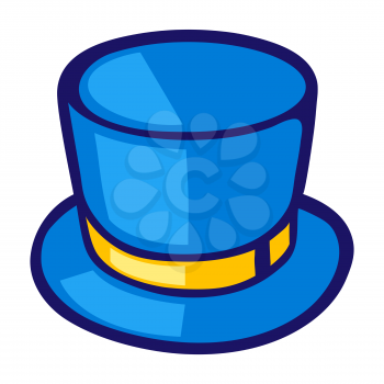 Illustration of cylinder hat in cartoon style. Cute funny object. Symbol in comic style.