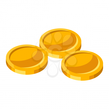 Illustration of three gold coins scattered. Business and financial icon.