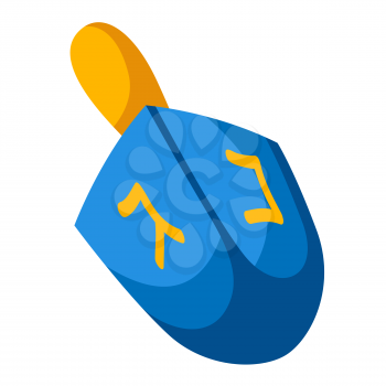 Happy Hanukkah illustration of dreidel. Holiday icon in cartoon style.