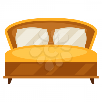 Illustration of bed. Interior object and home design creation. Furniture and house decor industry.