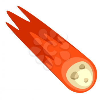 Illustration of comet. Icon in cartoon style. Bright image for cards and posters.