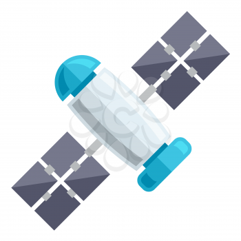 Illustration of satellite. Icon in cartoon style. Bright image for cards and posters.