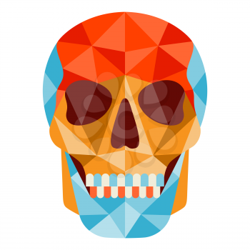 Illustration of skull. Icon in abstract style. Bright image for cards and posters.