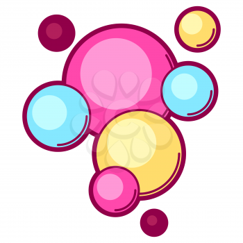 Illustration of bubbles in cartoon style. Cute funny object. Symbol in comic style.