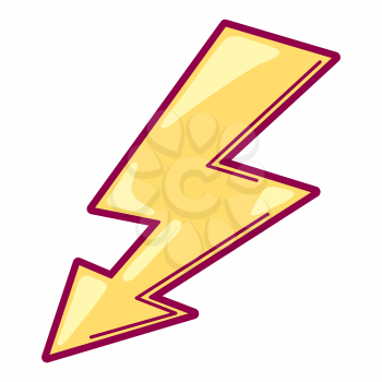 Illustration of lightning in cartoon style. Cute funny object. Symbol in comic style.