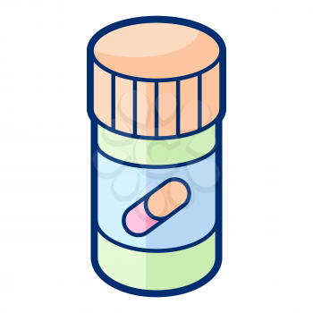 Illustration of crpills in cartoon style. Cute funny object. Symbol in comic style.