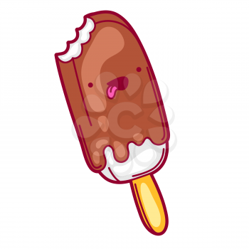 Illustration of popsicle in cartoon style. Cute funny character. Symbol in comic style.