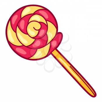 Illustration of lolipop in cartoon style. Cute funny character. Symbol in comic style.