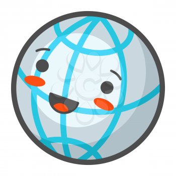 Illustration of globe in cartoon style. Cute funny character. Symbol in comic style.