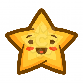 Illustration of star in cartoon style. Cute funny character. Symbol in comic style.