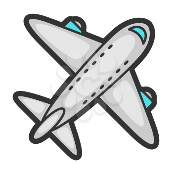 Illustration of airplane in cartoon style. Cute funny object. Symbol in comic style.