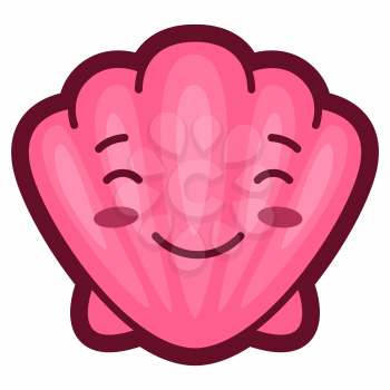 Illustration of shell in cartoon style. Cute funny character. Symbol in comic style.