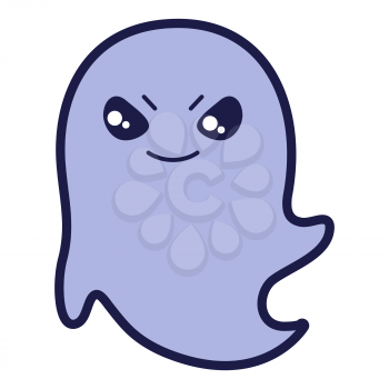 Illustration of ghost in cartoon style. Happy Halloween angry character. Symbol of holiday in comic style.