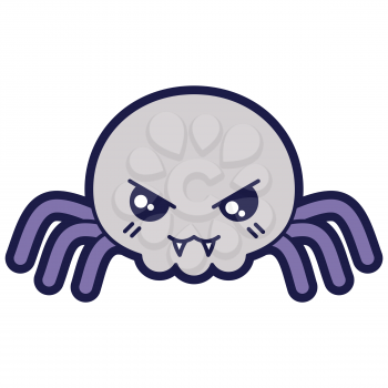 Illustration of spider in cartoon style. Happy Halloween angry character. Symbol of holiday in comic style.