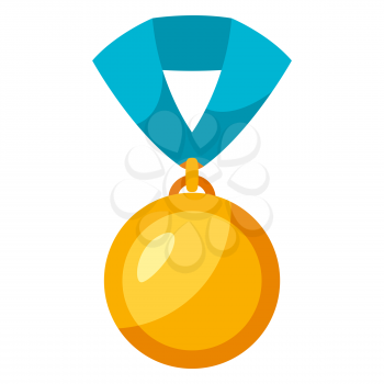 Illustration of gold medal. Award or trophy for sports or corporate competitions.