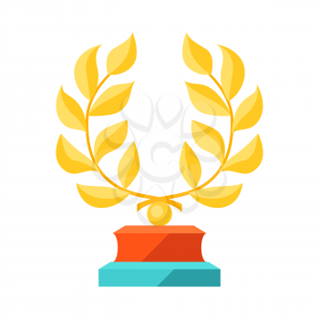 Illustration of prize with laurel wreath. Award or trophy for sports or corporate competitions.