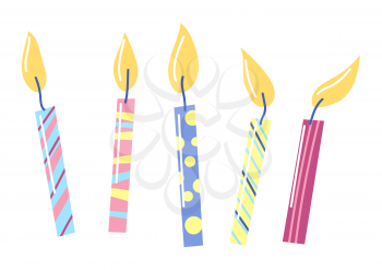 Illustration of Happy Birthday candles. Party invitation. Celebration or holiday item.