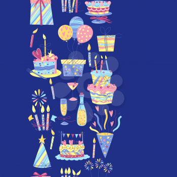 Happy Birthday seamless pattern. Party background. Celebration or holiday items.