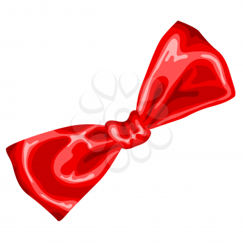 Stylized illustration of red bow. Image for design and decoration. Object or icon in hand drawn style.