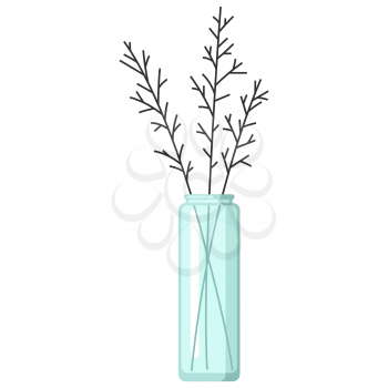 Stylized illustration of vase with flowers. Image for design and decoration. Object or icon in abstract style.