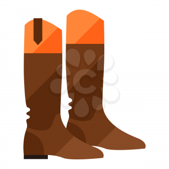 Stylized illustration of horseman boots. Image for design and decoration. Object or icon in abstract style.