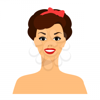 Stylized illustration of retro girl. Image for design and decoration. Object or icon in abstract style.
