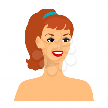 Stylized illustration of retro girl. Image for design and decoration. Object or icon in abstract style.