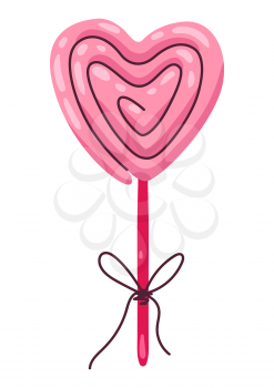 Happy Valentine Day illustration of lolipop heart. Holiday romantic image and love symbol.