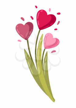 Happy Valentine Day illustration of bouquet hearts. Holiday romantic image and love symbol.